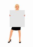 business girl with board isolated