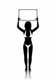 girl silhouette with banner isolated