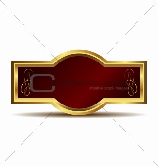 Illustration of red velvet in a gold frame label