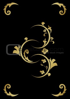 Illustration of gold pattern on black backdrop