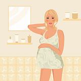 pregnant women in bathroom