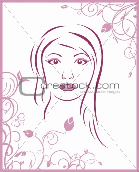 girl face with floral background