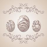 vintage Easter background with eggs