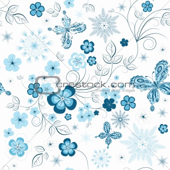Repeating winter floral pattern