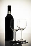 bottle of wine and wineglasses
