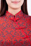 Close up of Chinese girl and traditional clothing  cheongsam