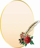 Paper, feather and rose. Vector