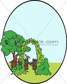 Tree and flower background. Vector