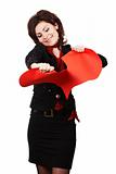 Woman tearing red peper heart