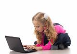 Young girl with black laptop