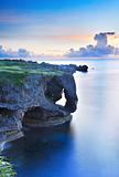 sunset on the rocks , in Okinawa , Manzamo