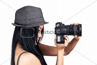 Girl getting ready to take a photo