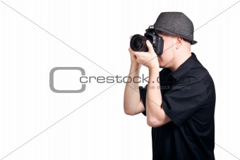 Young man taking a photo