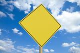 Blank yellow road sign with clipping path
