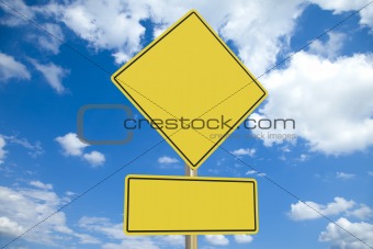 Blank yellow road sign with clipping path