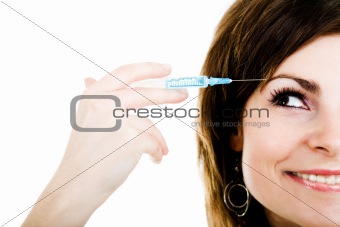 Smiling girl with injection