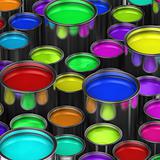 Colorful paint buckets