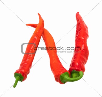Letter N composed of chili peppers