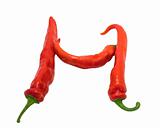 Letter H composed of chili peppers