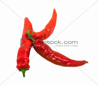 Letter K composed of chili peppers