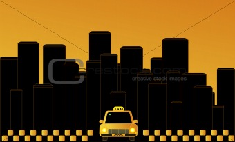 Night taxi in the city