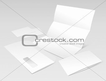 Blank Letter, Envelope, Business cards and booklet