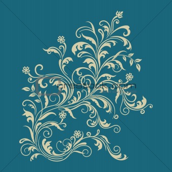 Floral ornament on turquoise background
