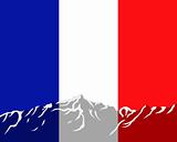 Mountains with flag of France