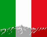 Mountains with flag of Italy