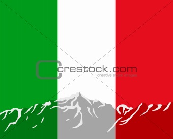 Mountains with flag of Italy