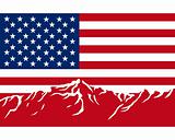 Mountains with flag of USA