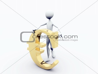 man with euro sign_isolated on white background
