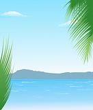 summer background with beach and mountains