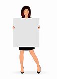 business girl with board isolated