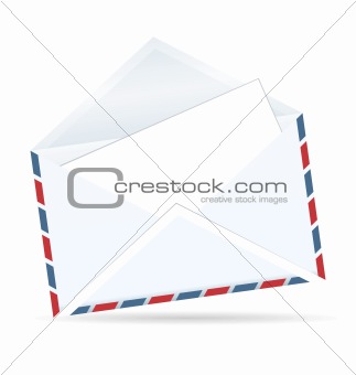 Realistic illustration of open envelope of post