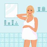 Illustration of pregnant women in bathroom