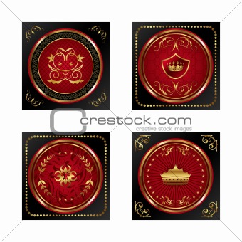 set red gold-framed labels
