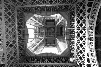 Inner structure of the Eiffel Tower in Paris