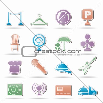 restaurant, cafe, bar and night club icons