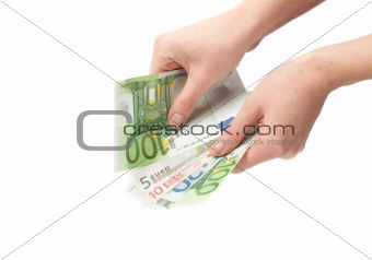 Close-up  Euro banknote in hand