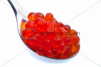 spoon full of red caviar