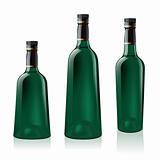 Set of green wine bottle