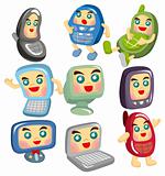 cartoon computer and phone face icon