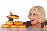 Woman is excited about a donut