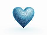 blue heart with flower pattern