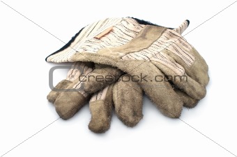 Dirty leather  gloves.