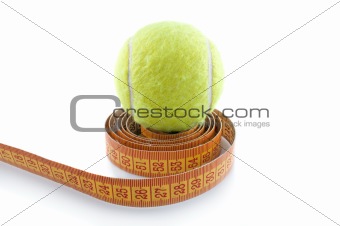 Tennis ball and  measuring tape
