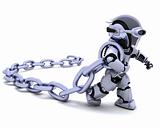 Robot holding a chain