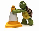 tortoise with a caution cone