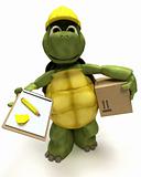 tortoise builder receiving a parcel